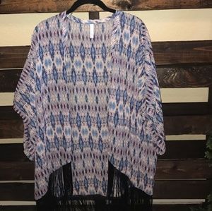 Xhililration Blue Kimono with Fringe